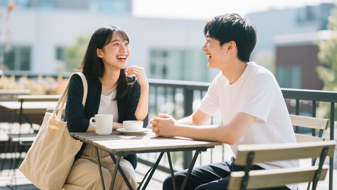 カフェのカウンターで接客する日本人スタッフ