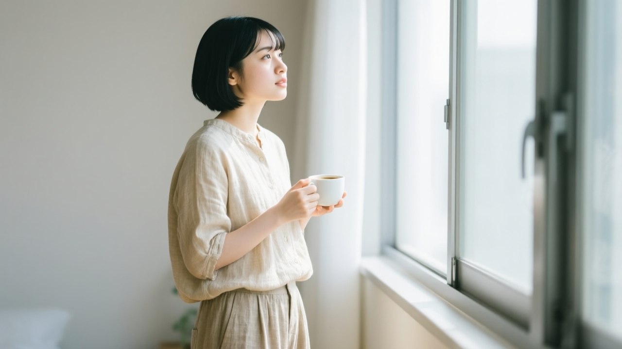 カナダのロッキー山脈を見上げる若い日本人ワーホリ旅行者