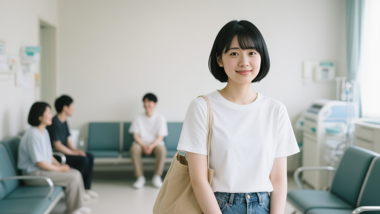 カナダの病院の受付カウンターと待合スペース