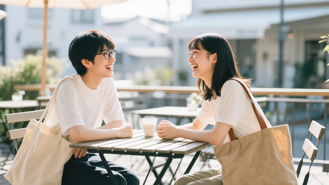 カフェのWi-Fiを使ってスマホを操作する様子